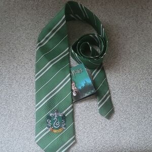 Harry Potter Green Slytherin Striped Tie 100% Silk